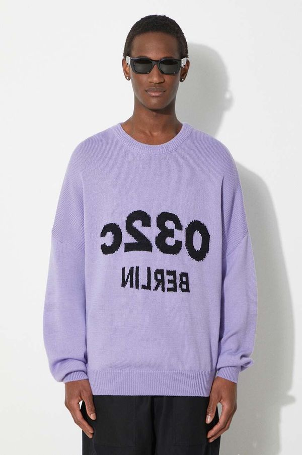 032C Vuneni pulover 032C Selfie Sweater za muškarce, boja: ljubičasta, topli, SS24-K-1011