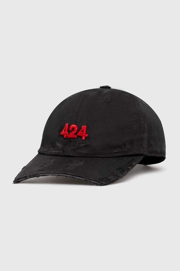 424 Pamučna kapa sa šiltom 424 Distressed Baseball Hat boja: crna, s aplikacijom, FF4SMY01BP-TE002.999