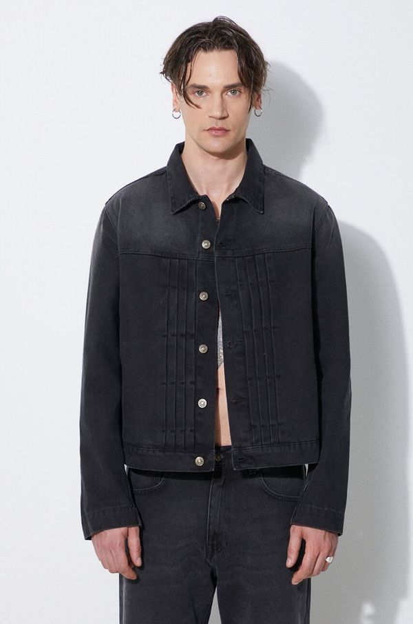 424 Traper jakna 424 Denim Truck Jacket za muškarce, boja: crna, za prijelazno razdoblje, oversize, FF4SMJ30AP-TE002.991