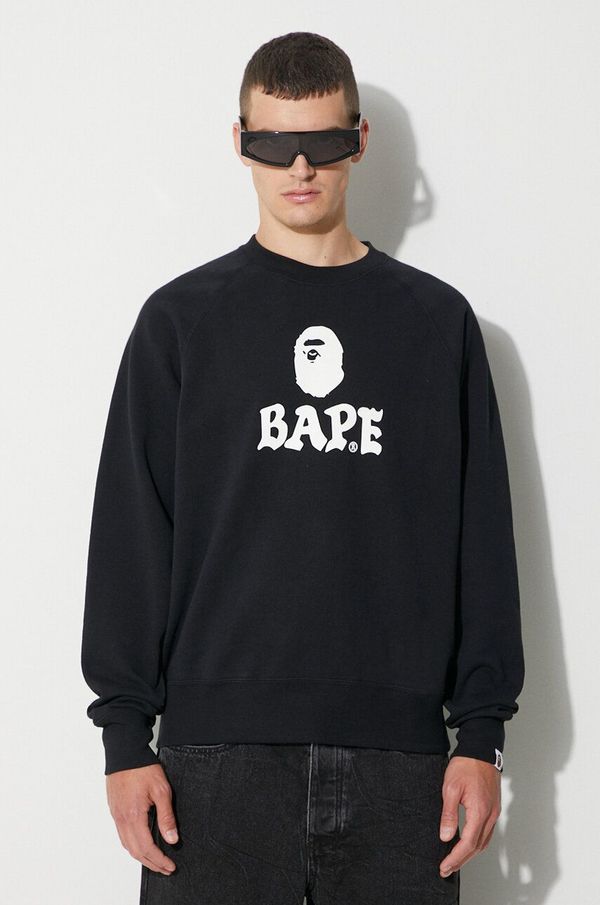 A Bathing Ape Dukserica A Bathing Ape za muškarce, boja: crna, s tiskom