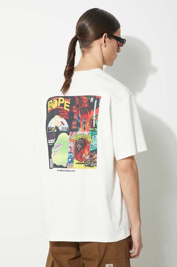 A Bathing Ape Pamučna majica A Bathing Ape Bape Album Monogram Tee za muškarce, boja: bež, s tiskom, 1J80109051