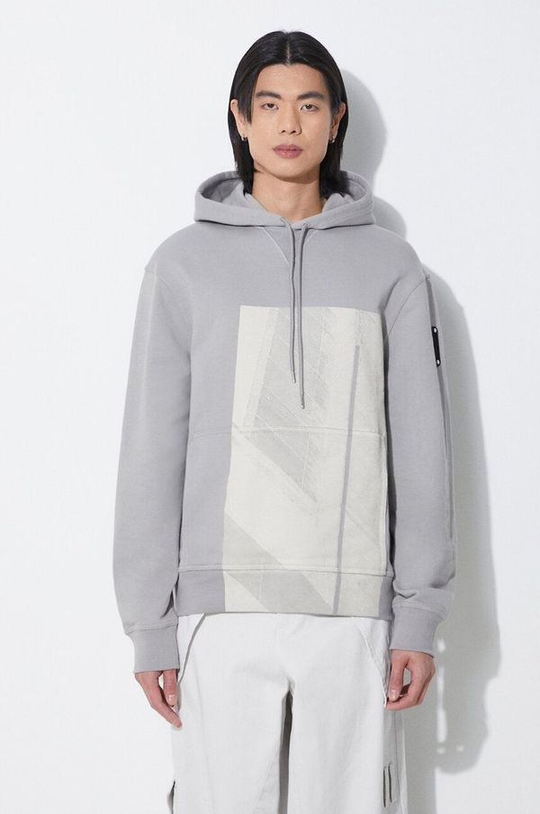 A-COLD-WALL* Pamučna dukserica A-COLD-WALL* Strand Hoodie za muškarce, boja: siva, s kapuljačom, s tiskom, ACWMW186