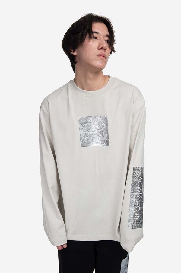 A-COLD-WALL* Pamučna majica dugih rukava A-COLD-WALL* Foil Grid LS T-Shirt boja: siva, s tiskom, ACWMTS111-BONE