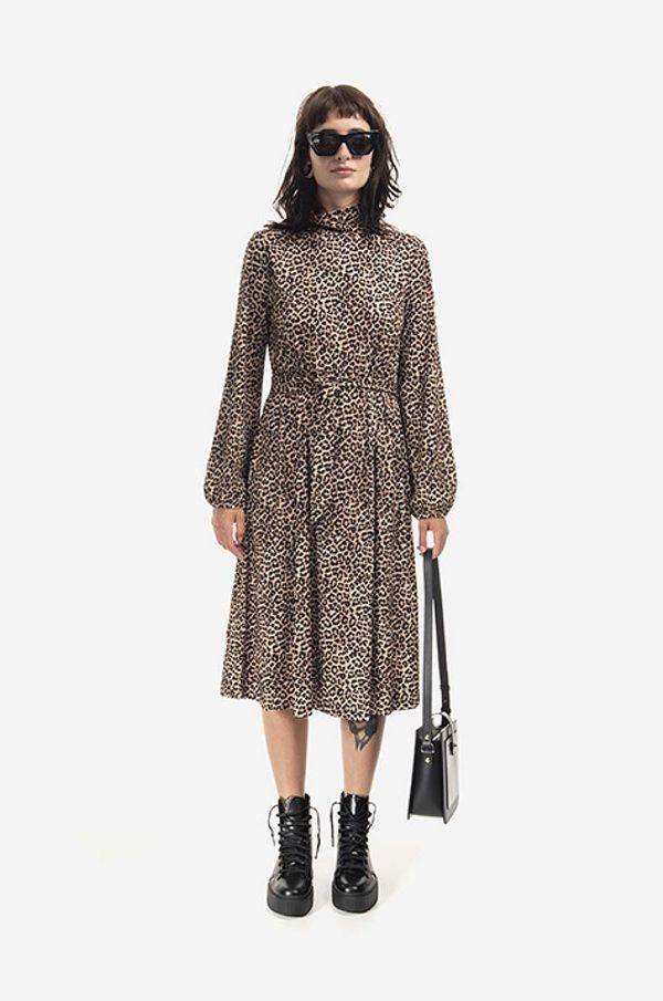 A.P.C. Haljina A.P.C. Robe Dorethea boja: smeđa, midi, ravna, LYAAR.F05988-BLACK/WHIT