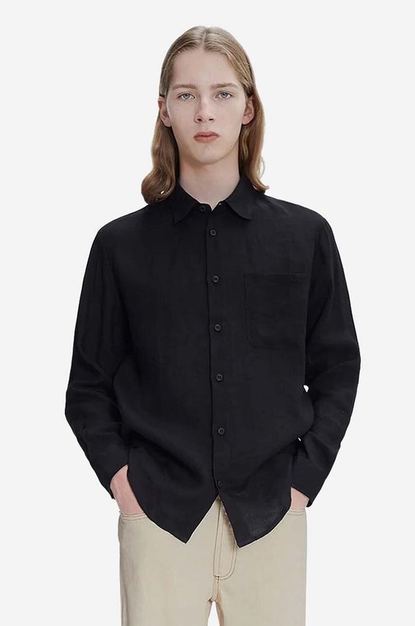 A.P.C. Košulja A.P.C. Chemise Cassel za muškarce, boja: crna, regular, s klasičnim ovratnikom, LIAEK-H12545 BLACK