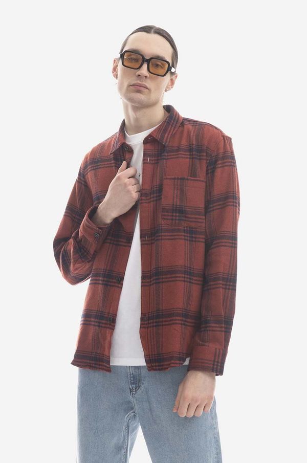 A.P.C. Košulja s primjesom vune A.P.C. boja: crvena, regular, s klasičnim ovratnikom, WOAOQ.H02396-BRICKRED