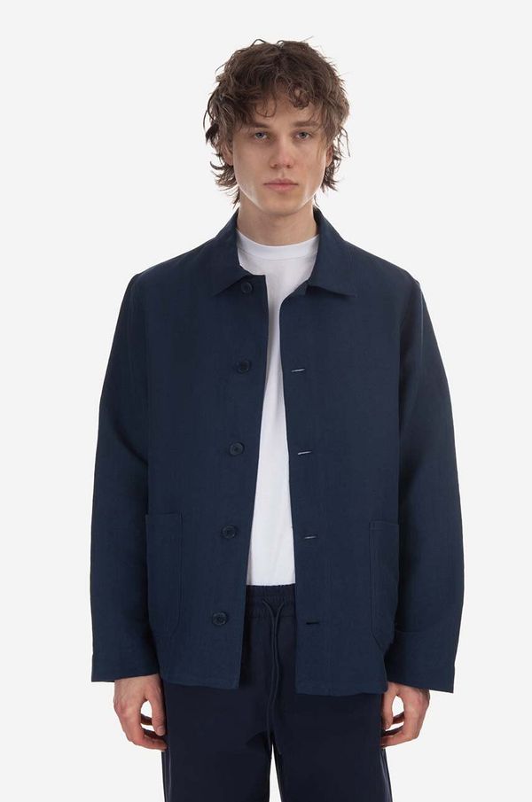 A.P.C. Lanena jakna A.P.C. Veste Kerlouan boja: tamno plava, za prijelazno razdoblje, LIAEO-H03053 MARINE