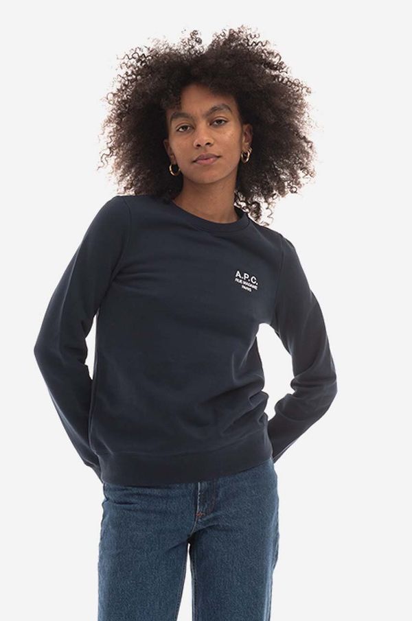 A.P.C. Pamučna dukserica A.P.C. Sweat Skye za žene, boja: tamno plava, bez uzorka, COEZD-F27700