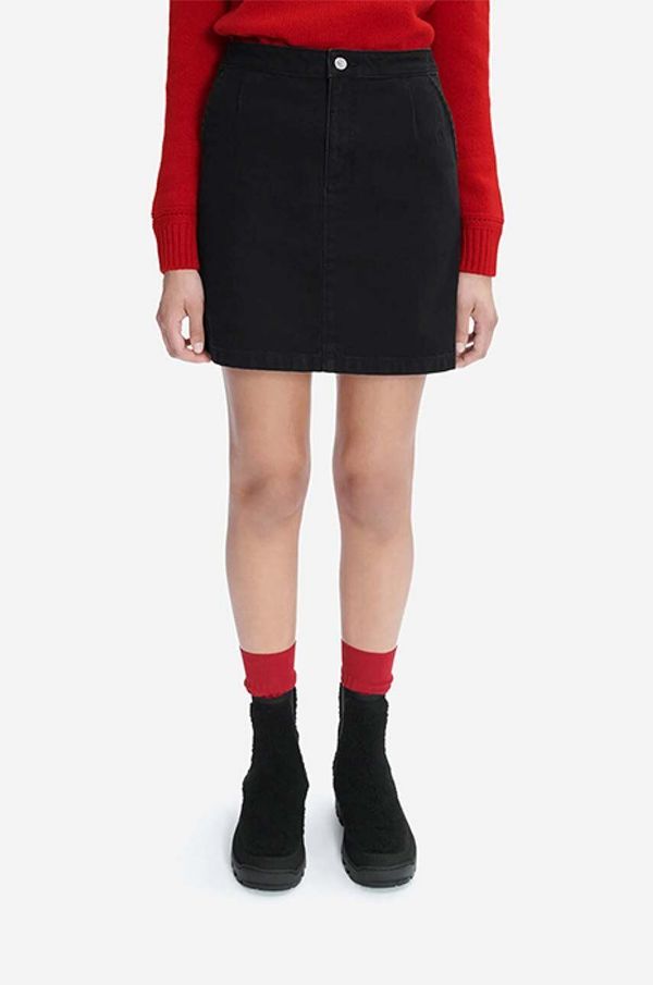 A.P.C. Pamučna traper suknja A.P.C. Jupe Brigitte BLACK WASHED boja: crna, mini, ravna, COFBV.F06362-BLACKWASHE