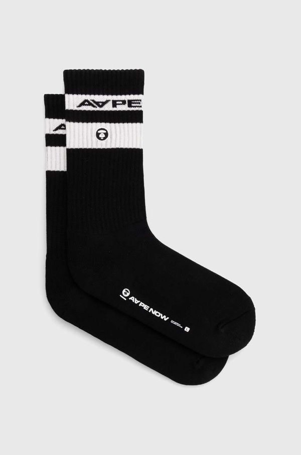 AAPE Čarape AAPE Rib w/ Stripe za muškarce, boja: crna, ASO5135