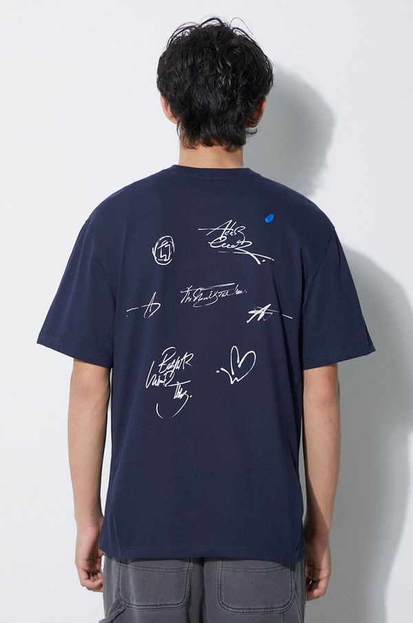Ader Error Majica kratkih rukava Ader Error Twinkle Heart Logo za muškarce, boja: tamno plava, s tiskom, BMADFWTS0102