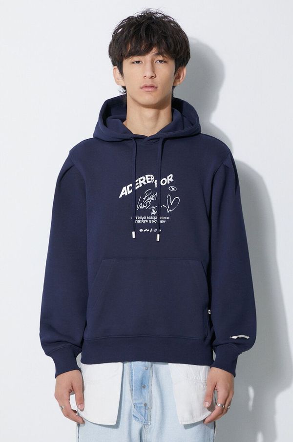 Ader Error Pamučna dukserica Ader Error Caner Logo Hoodie za muškarce, boja: tamno plava, s kapuljačom, melanž, BMADFWHD0102