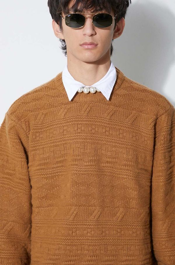 Ader Error Vuneni pulover Ader Error Seltic Knit za muškarce, boja: smeđa, topli, BMADFWKT0305