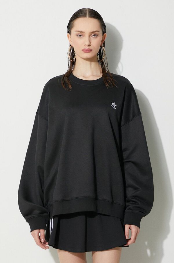 adidas Originals Dukserica adidas Originals Trefoil Crew za žene, boja: crna, s aplikacijom, IU2410