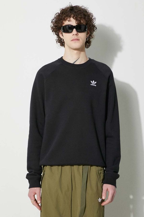 adidas Originals Dukserica adidas Originals Trefoil Essentials Crewneck za muškarce, boja: crna, s aplikacijom