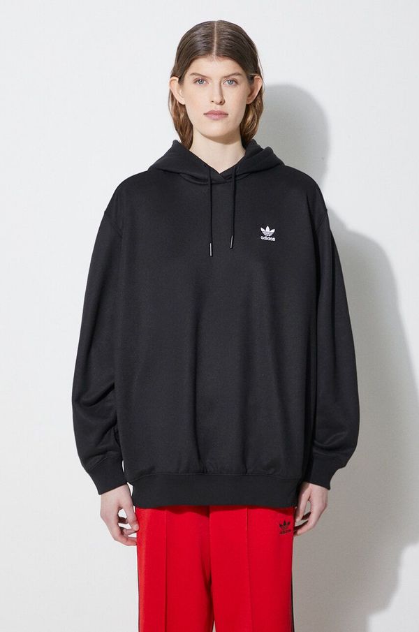 adidas Originals Dukserica adidas Originals Trefoil Hoodie za žene, boja: crna, s kapuljačom, s tiskom, IU2409