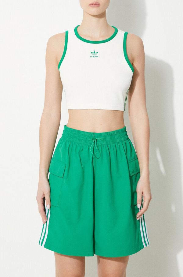 adidas Originals Kratke hlače adidas Originals 3S Cargo Shorts za žene, boja: zelena, s aplikacijom, visoki struk, JH1073