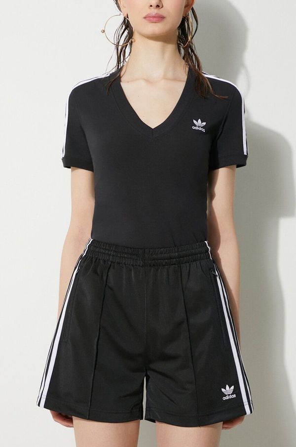 adidas Originals Kratke hlače adidas Originals Firebird za žene, boja: crna, s aplikacijom, visoki struk