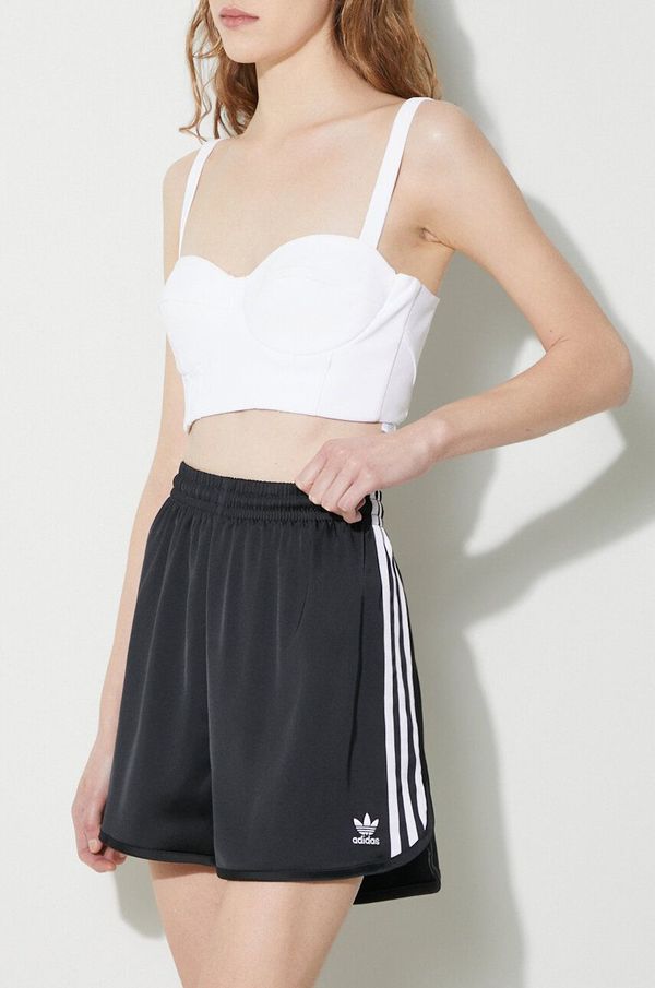 adidas Originals Kratke hlače adidas Originals Satin Sprint za žene, boja: crna, s aplikacijom, visoki struk