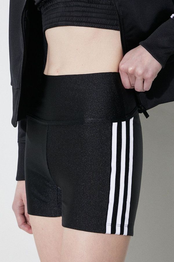 adidas Originals Kratke hlače adidas Originals za žene, boja: crna, s aplikacijom, visoki struk