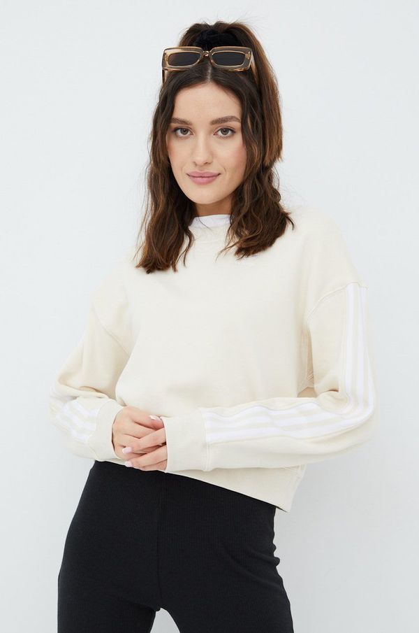 adidas Originals Pamučna dukserica adidas Originals Adicolor za žene, boja: bež, glatka, HC2049-WONWHI