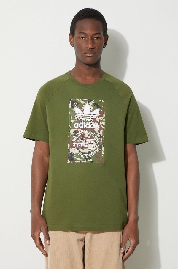 adidas Originals Pamučna majica adidas Originals Camo Tongue za muškarce, boja: zelena, s tiskom