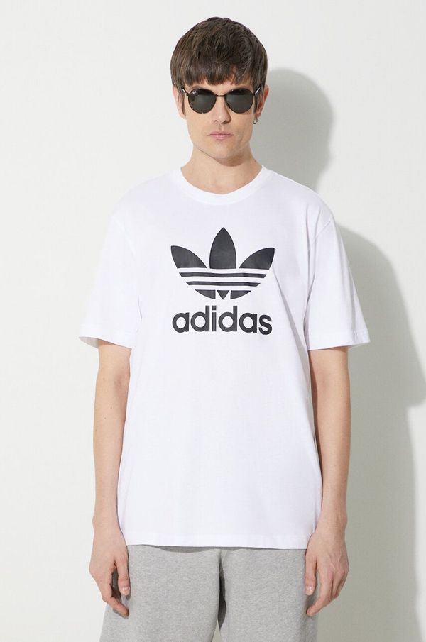 adidas Originals Pamučna majica adidas Originals Trefoil za muškarce, boja: bijela, s tiskom, IV5353
