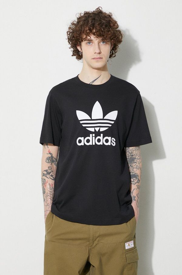 adidas Originals Pamučna majica adidas Originals Trefoil za muškarce, boja: crna, s tiskom, IU2364