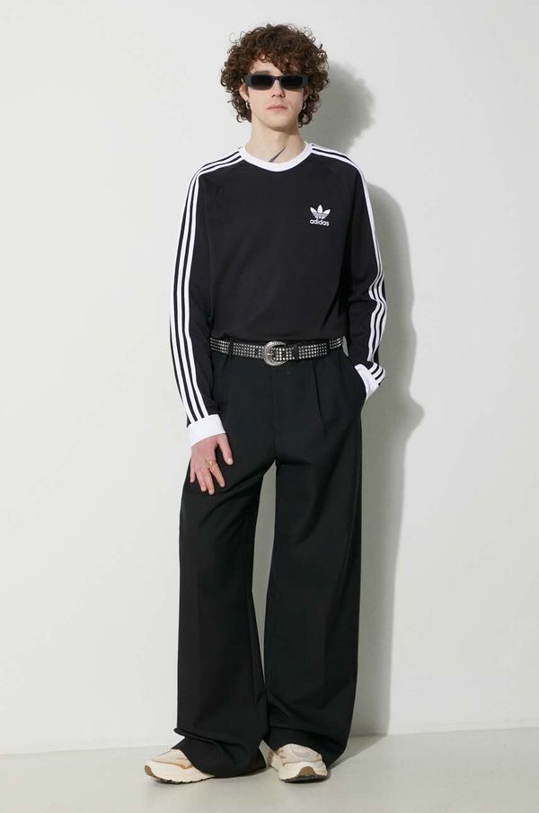 adidas Originals Pamučna majica dugih rukava adidas Originals 3-Stripes Long Sleeve Tee boja: crna, s aplikacijom, IA4877-BLACK