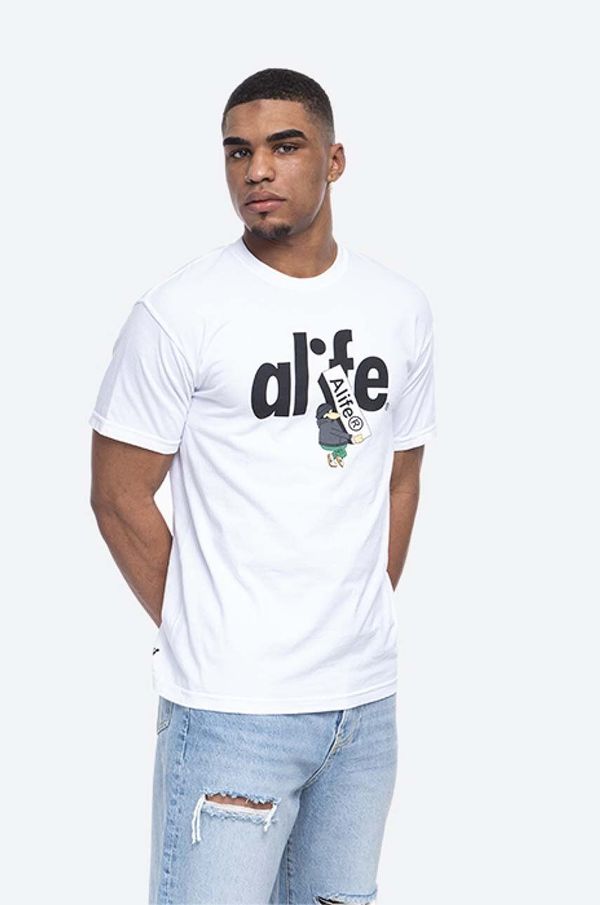 Alife Pamučna majica Alife Alife Boostin boja: bijela, s uzorkom, ALISS20.59-WHITE.BL