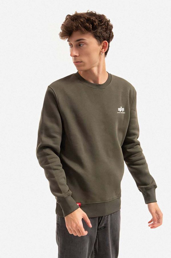 Alpha Industries Dukserica Alpha Industries Basic Sweater Small Logo za muškarce, boja: zelena, s tiskom, 188307.142-green 188307.142