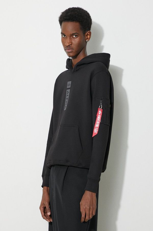 Alpha Industries Dukserica Alpha Industries PP Hoody za muškarce, boja: crna, s kapuljačom, s tiskom, 146338