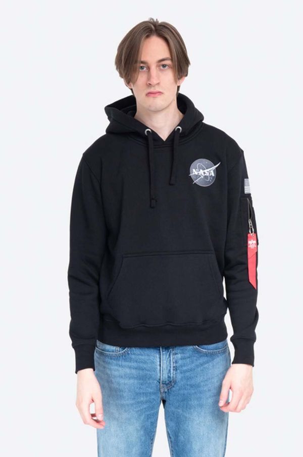 Alpha Industries Dukserica Alpha Industries Space Shuttle za muškarce, boja: crna, s kapuljačom, s tiskom, 178317.03-black