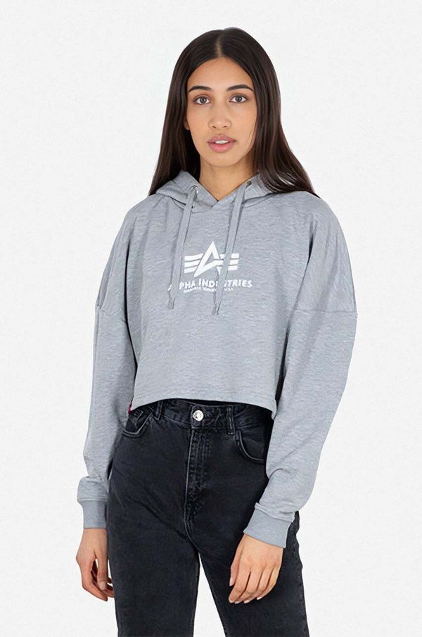 Alpha Industries Dukserica Alpha Industries Sweats & Hoodys za žene, boja: siva, s kapuljačom, s tiskom, 116057.230-grey