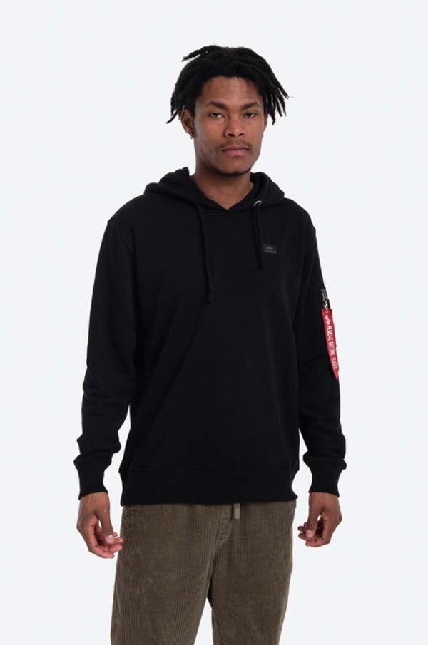 Alpha Industries Dukserica Alpha Industries za muškarce, boja: crna, s kapuljačom, bez uzorka, 158321.03-black