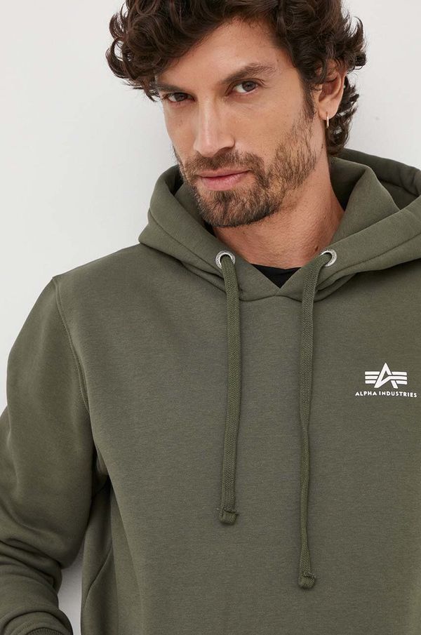 Alpha Industries Dukserica Alpha Industries za muškarce, boja: zelena, s kapuljačom, glatka, 196318.142-DarkOlive