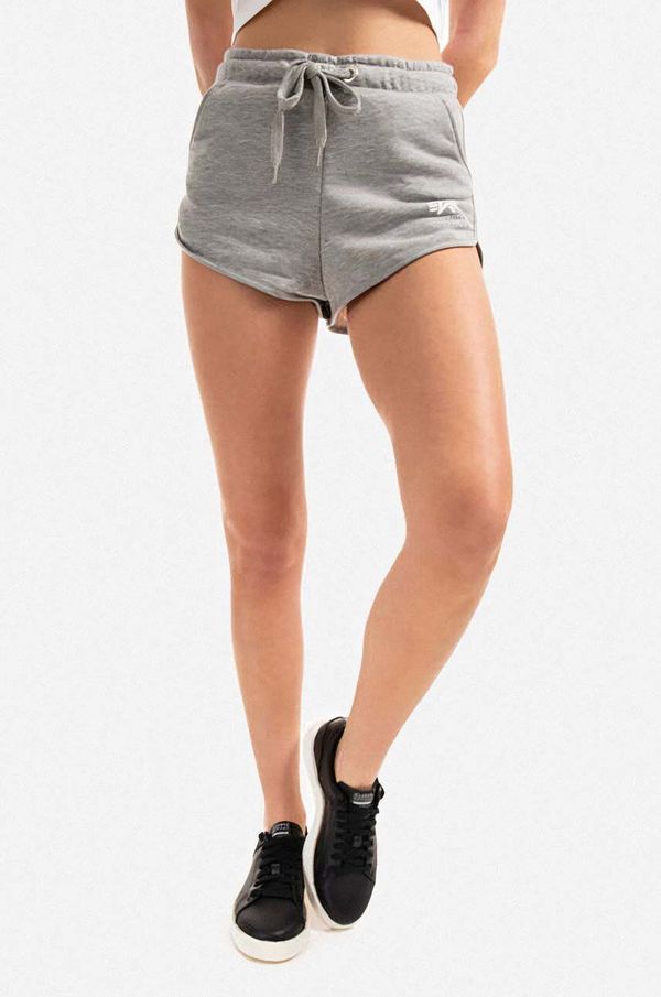 Alpha Industries Kratke hlače Alpha Industries za žene, boja: siva, melanž, visoki struk, 116054.230-grey