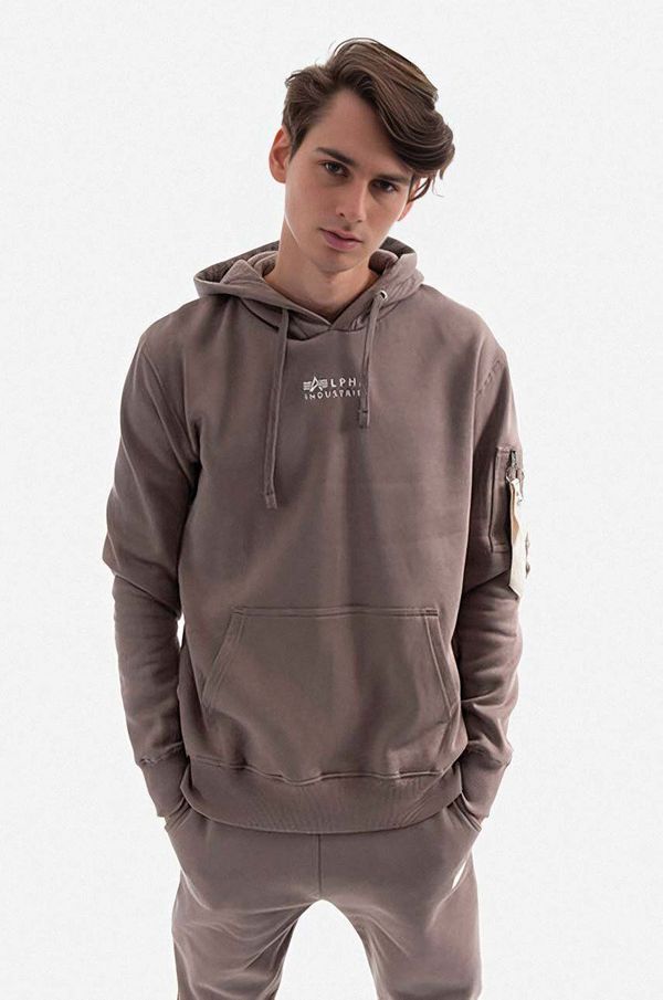 Alpha Industries Pamučna dukserica Alpha Industries Organics EMB Hoody za muškarce, boja: bež, s kapuljačom, s aplikacijom, 118350.628-cream