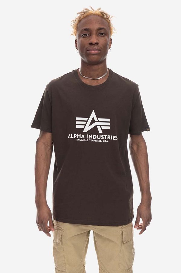 Alpha Industries Pamučna majica Alpha Industries Basic boja: smeđa, s tiskom, 100501.413-brown