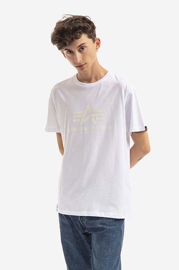 Alpha Industries Pamučna majica Alpha Industries Basic T Kryptonite boja: bijela, s tiskom, 116521.09-white