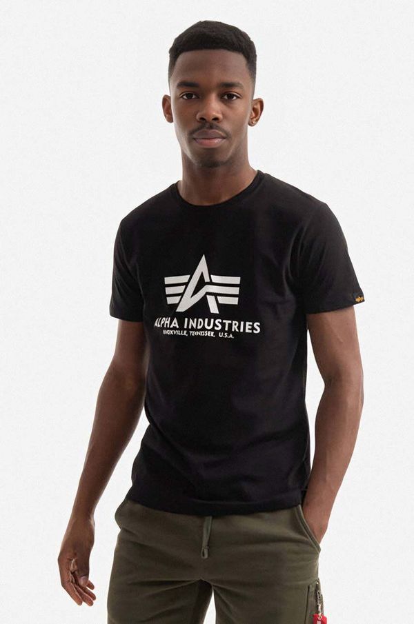 Alpha Industries Pamučna majica Alpha Industries Basic T-Shirt boja: crna, s tiskom, 100501.03-black 100501.03