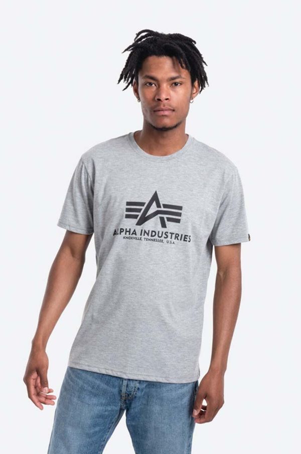 Alpha Industries Pamučna majica Alpha Industries Basic T-Shirt boja: siva, s tiskom, 100501.17-grey 100501.17