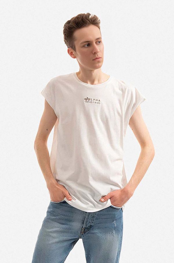 Alpha Industries Pamučna majica Alpha Industries boja: bijela, glatki model, 118531.626-white