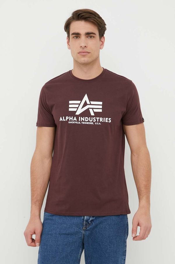 Alpha Industries Pamučna majica Alpha Industries boja: bordo, s tiskom, 100501.21-DeepMaroon