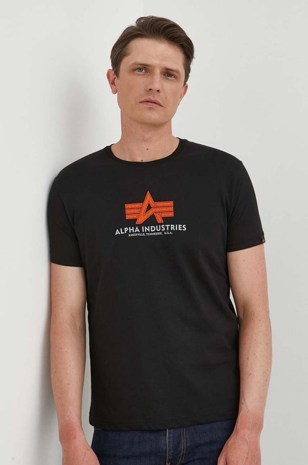 Alpha Industries Pamučna majica Alpha Industries boja: crna, s uzorkom