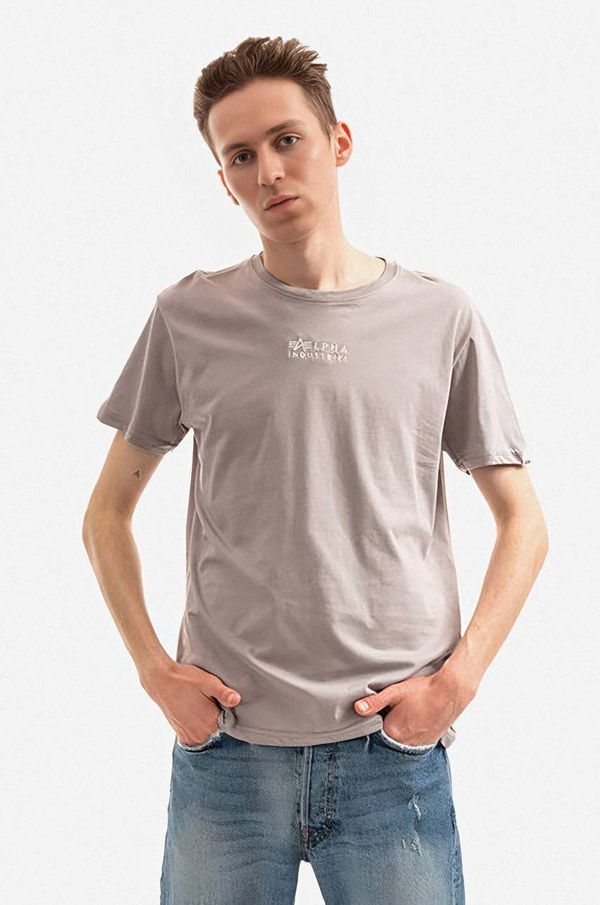 Alpha Industries Pamučna majica Alpha Industries boja: siva, glatki model, 118529.643-grey