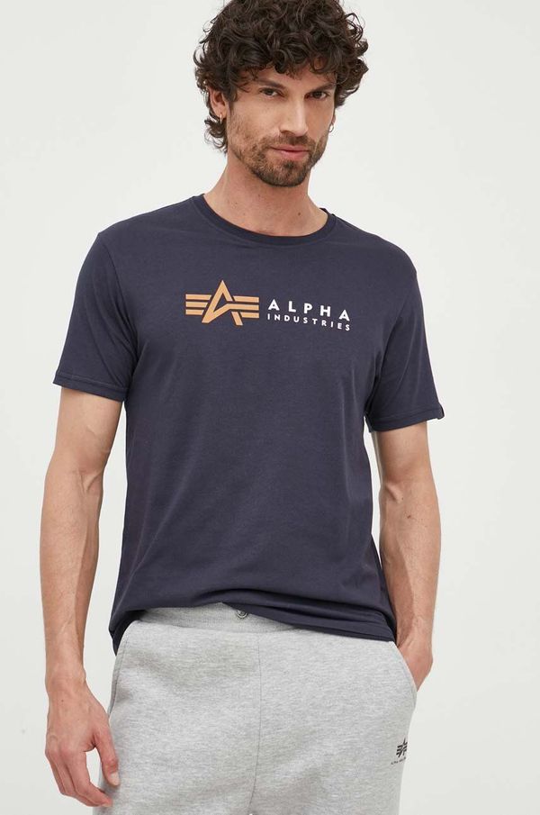 Alpha Industries Pamučna majica Alpha Industries boja: tamno plava, s tiskom, 118502.07-navy