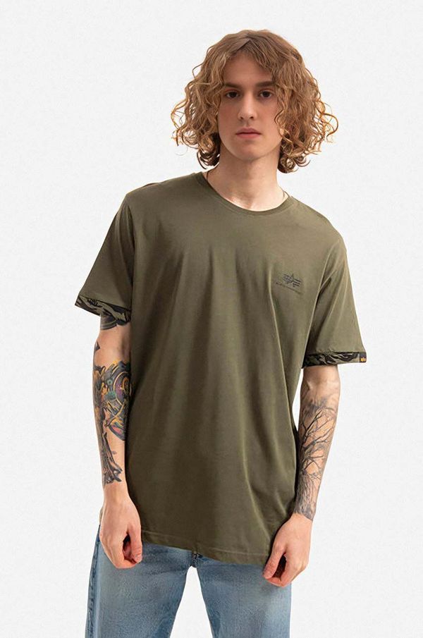 Alpha Industries Pamučna majica Alpha Industries boja: zelena, glatki model, 106509.634-green