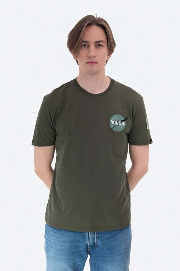 Alpha Industries Pamučna majica Alpha Industries boja: zelena, glatki model, 176507.257-green