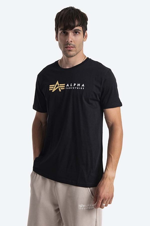 Alpha Industries Pamučna majica Alpha Industries Label boja: crna, s tiskom, 118502FP.03-black